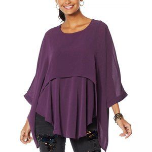 NWT DG2 by Diane Gilman Layered Top XS Eggplant
